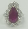 Platinum, 18K Glass-Ruby & Diamond Ring (Dayton, NJ)
