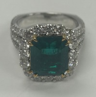 18KW Gold, Diamond & Emerald Ring (Dayton, NJ)