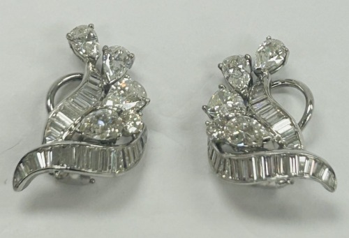 Platinum & Diamond Clip Earrings (Dayton, NJ)