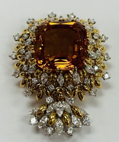 18K Gold Topaz & Diamond Pendent (Dayton, NJ)
