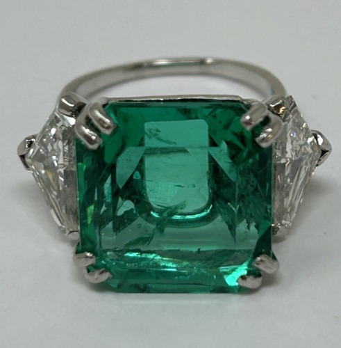 Platinum Ring with Diamonds & Emerald (Dayton, NJ)