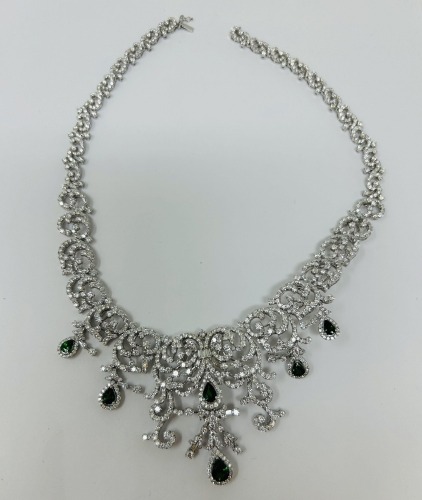 18K Gold Diamond & Tsavorite Necklace (Dayton, NJ)