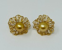 18K Gold Diamond & Pearl Earrings (Dayton, NJ)