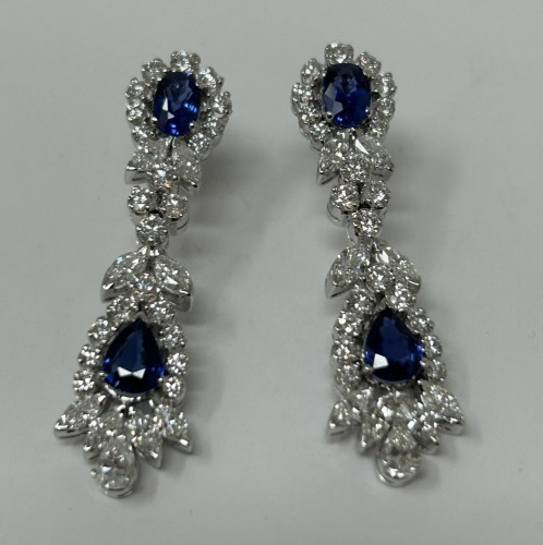 18K Gold Diamond & Sapphire Earrings (Dayton, NJ)