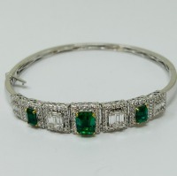 18K Gold Diamond & Emerald Bracelet (Dayton, NJ)