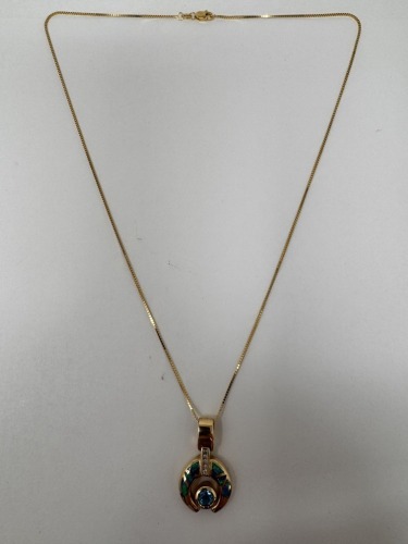 14k Gold Topaz Opal & Diamond Pendent (Dayton, NJ)