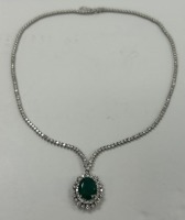 18K Gold Diamond & Emerald Necklace (Dayton, NJ)