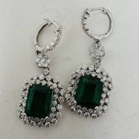 18KW Gold, Emerald & Diamond Earrings (Dayton, NJ)