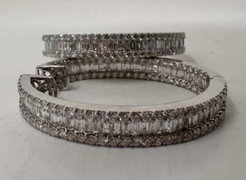 18KW Gold and Diamond Hoop Earrings (Dayton, NJ)