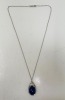 Platinum, Double Cabochon & Blue Star Sapphire Pendant w/ Chain (Dayton, NJ) - 3