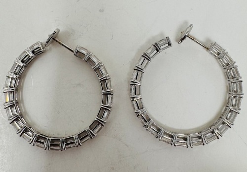 18KW Gold & Diamond Hoop Earrings (Dayton, NJ)