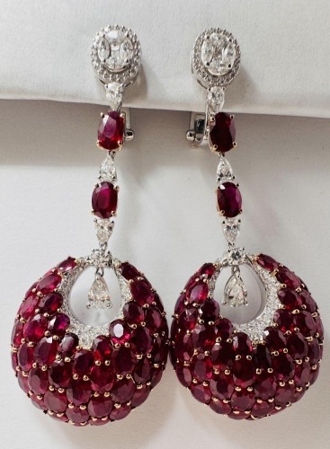 18KW Gold, Ruby & Diamond Earrings (Dayton, NJ)