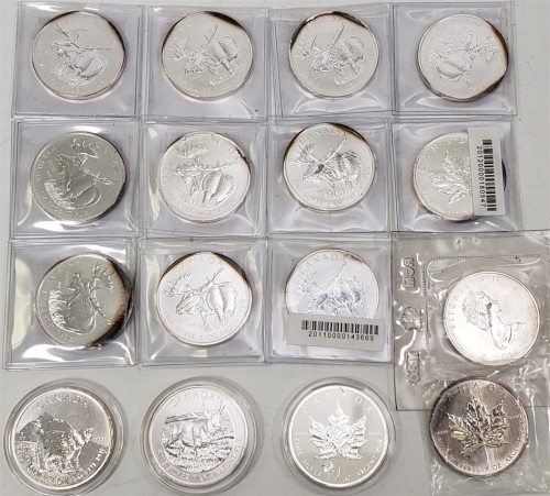 (16) 1oz Silver Canadian Coins