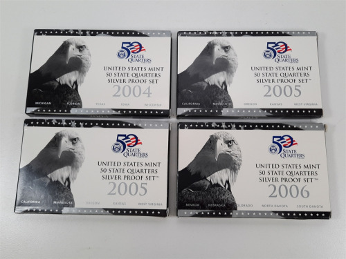 (4) U.S. Mint 50 State Silver Quarter Proof Sets