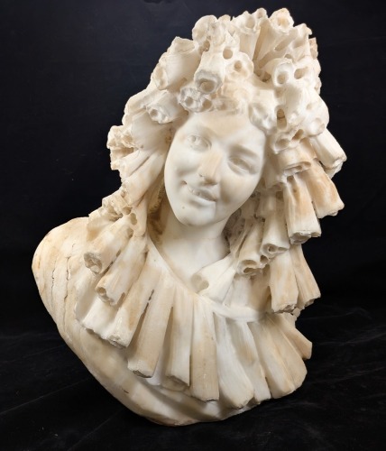 Antique Carved Bust of A Young Woman