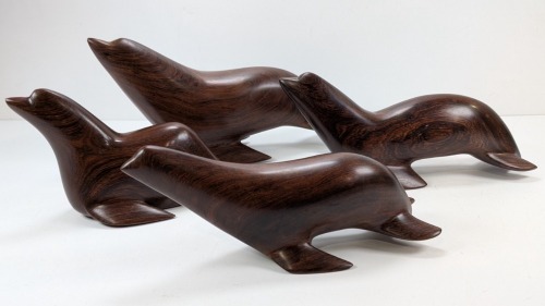 (4) Handmade Wooden Sea Lions
