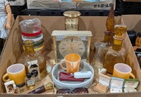 Decanters, Mugs, Stone Animal Figurines, Clocks, & More