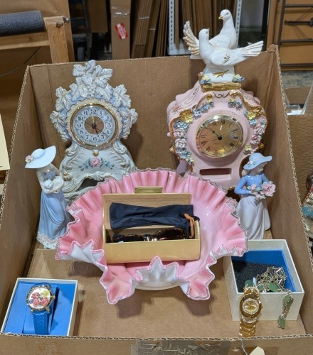 Mantel Clock, Figurines, & More
