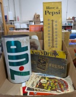 Vintage Advertisement Signs, Pepsi Thermostat, & More