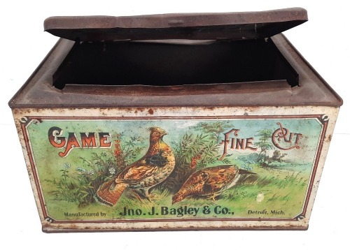 Antique Jno. J. Bagley & Co. Game Fine Cut Tobacco Bin