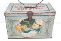 Vintage-Antique U.S. Marine Cut Plug Tobacco Lunch Box Tin