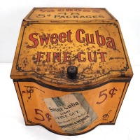 Antique Spaulding & Merrick Sweet Cuba Fine Cut Tobacco Store Countertop Display Tin