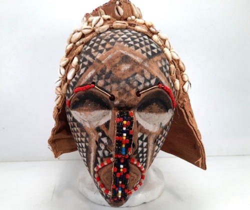 Shell/Beaded Tribal-Style Helmet Mask