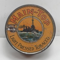 Vintage Main-Top Light Pressed Tobacco Tin