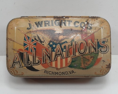 Antique All Nations Tobacco TIn