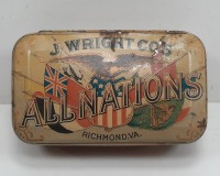 Antique All Nations Tobacco TIn
