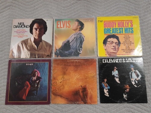Classic Rock LP Records and (2) Stones Posters