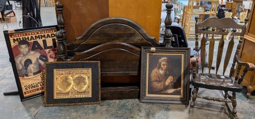 Bedframe, Rocking Chair, & Wall Hangings