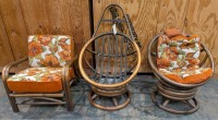 (3) Mid-Century Bamboo-Style Chairs