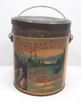 Antique Long Distance Paper Label Long-Cut Tobacco TIn