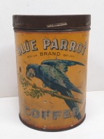 Vintage Blue Parrot Brand Steel-Cut Coffee Tin