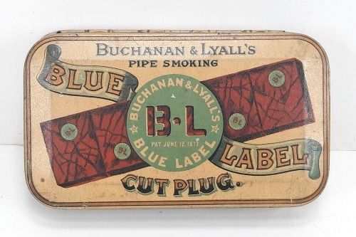 Antique Blue Label Cut Plug Pipe Tobacco Tin