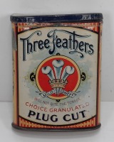 Antique Three Feathers Choice Granulated Plug Cut Tobacco Tin
