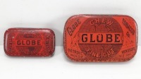 (2) Antique Globe Fine Cut Chew Tobacco Tin