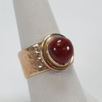 14K Gold Ring w/ Red Stone