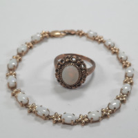 10K Gold Opal Braceet & Ring