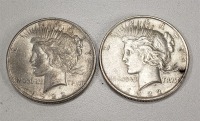 (2) 1922 $1 Peace Coins