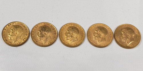 (5) United Kingdom Sovereign Gold Coin