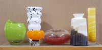 (6) Colored Glass Vases