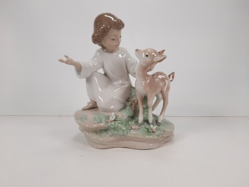 LLADRO Child w/ Deer Figurine