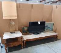 Tables, Lamp, Paintings, & TV
