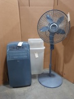Fan, Trash Can, & AC Unit