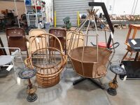 (2) Chairs & Vintage Pedestal Ashtrays