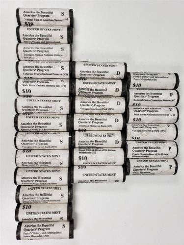(26) America the Beautiful Quarter Rolls
