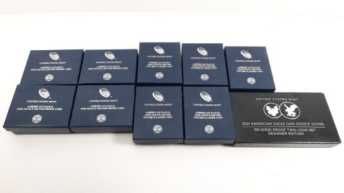(11) U.S. Mint American Eagle Silver Proofs