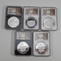 (5) Africa 1oz Silver Coins